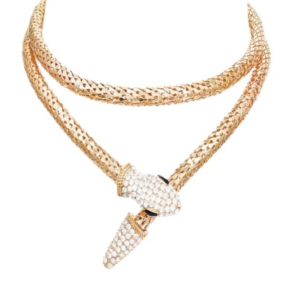 Gold Bendable Snake Choker Necklace